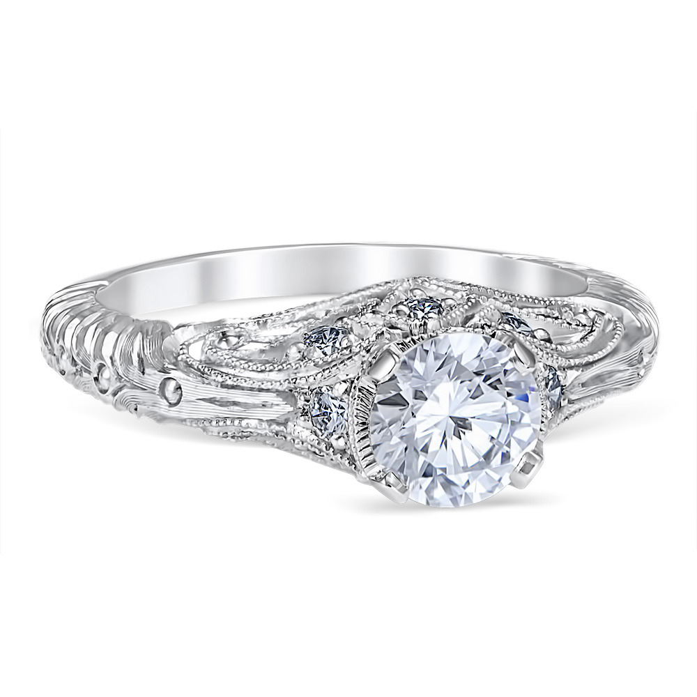 Florin Leaf Platinum Engagement Ring