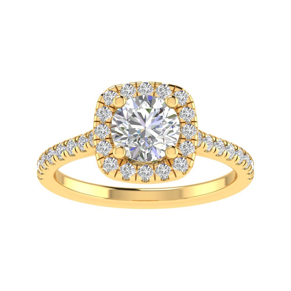 Maria 18k Yellow Gold Halo Engagement Ring