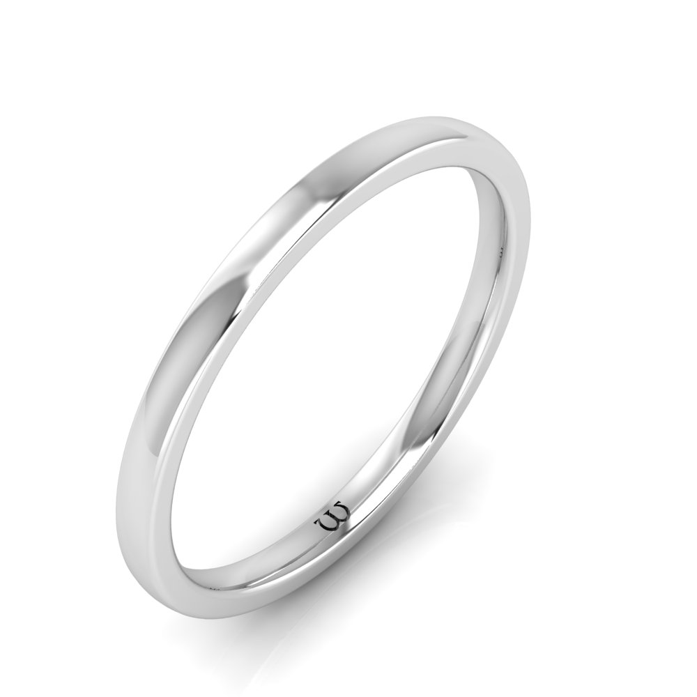 Jewel Tie 14k White Gold 2mm Comfort Fit Wedding Band 