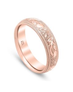 Scroll and Star Men's Band 14K Rose Gold