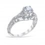 Florin Leaf 14K White Gold Engagement Ring