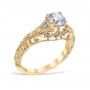 Florin Leaf Vintage Filigree 18K Yellow Gold Engagement Ring