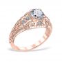 Romanesque Arcade Vintage 14k Rose Gold & Diamond Filigree Engagement Ring