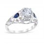Wreathed Pear - Sapphire 14K White Gold Engagement Ring
