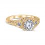 Floral Burst Vintage 14K Yellow Gold & Diamond Engagement Ring
