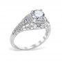 Floral Burst Vintage 18K White Gold & Diamond Engagement Ring