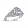 Draping Petal Vintage 14K White Gold & Diamond Filigree Engagement Ring