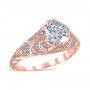 Draping Petal Vintage 14K Rose Gold & Diamond Filigree Engagement Ring