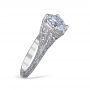 Angelina 18K White Gold Pave and Filigree Engagement Ring