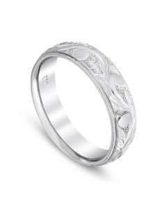 Western Style Milgrain Men's Band Platinum