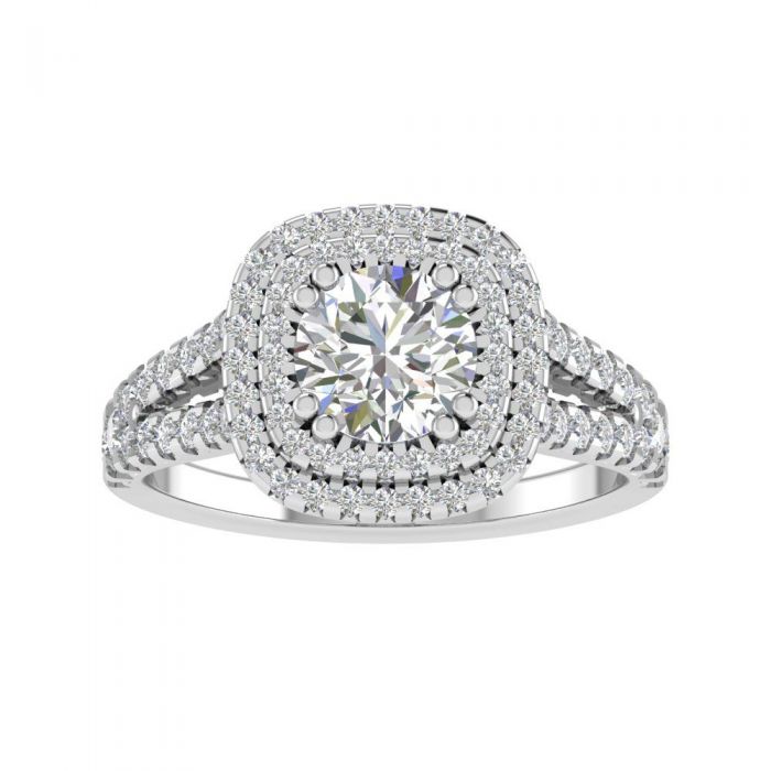 Camilla 18k White Gold Halo Engagement Ring