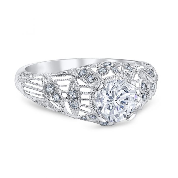 Magnolia 18K White Gold Engagement Ring