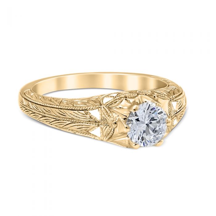 Sweeping Lace 18K Yellow Gold Engagement Ring