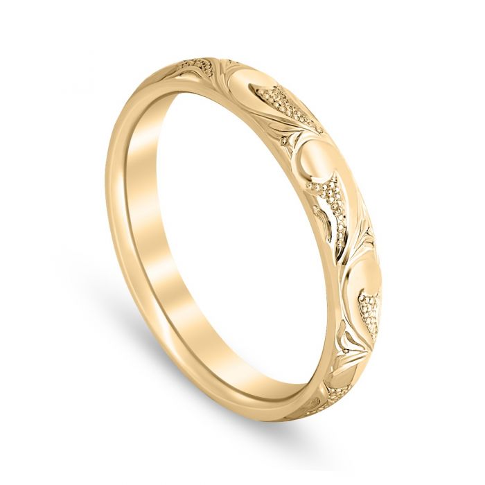 Western Style Men's Band 18K Yellow Gold