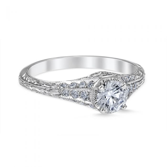 Emilia 18K White Gold Vintage Engagement Ring