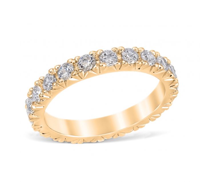 French Pavé 1.47 ctw Wedding Ring 18K Yellow Gold
