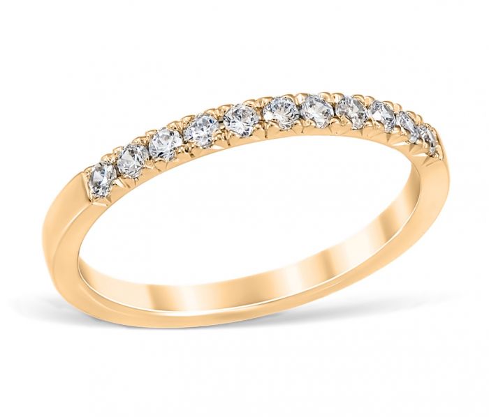French Pavé 0.22 ctw Wedding Ring 18K Yellow Gold