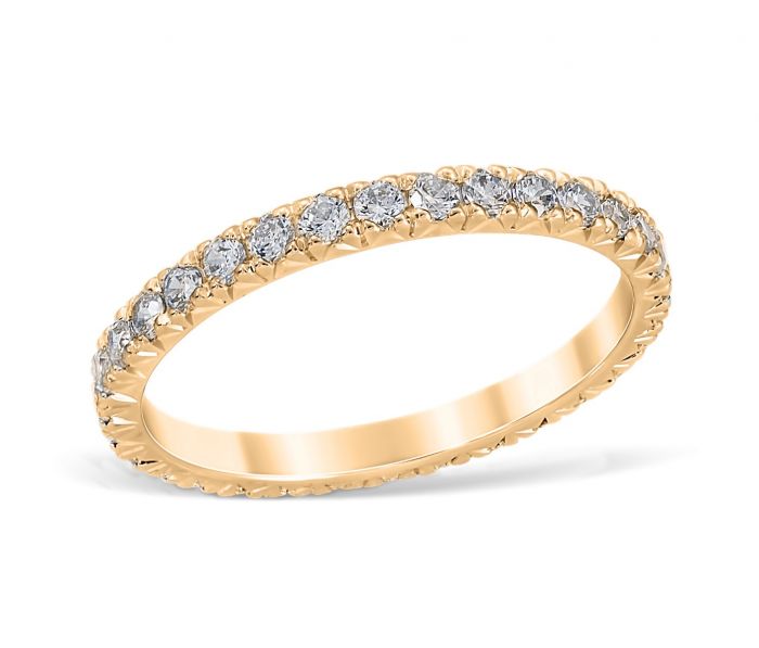 French Pavé 0.64 ctw Wedding Ring 14K Yellow Gold