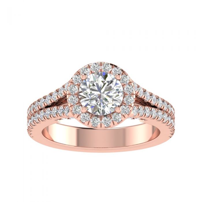 Stacey 14k Rose Gold Halo Engagement Ring