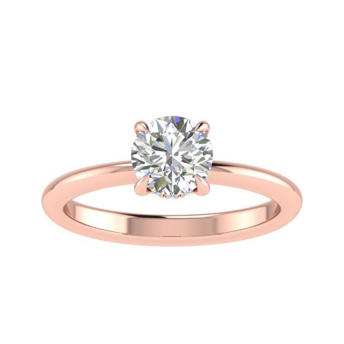 Natalie 14k Rose Gold Hidden Halo Engagement Ring