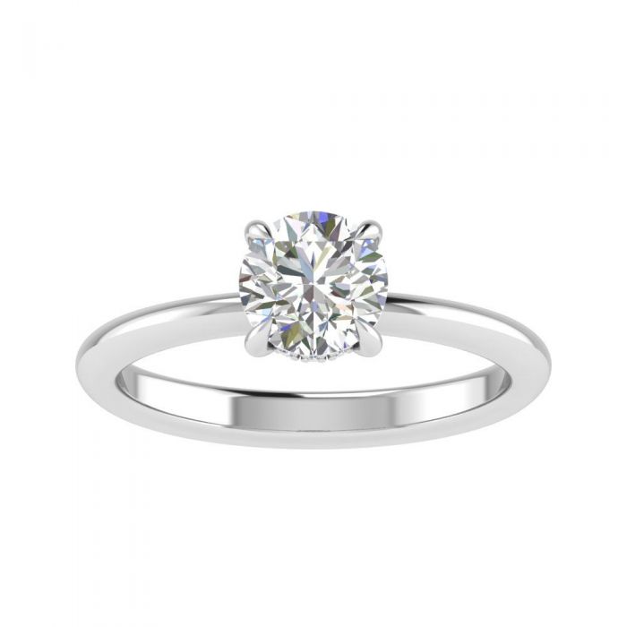 Natalie 14k White Gold Hidden Halo Engagement Ring