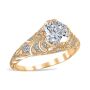 Draping Petal Vintage 18K Yellow Gold & Diamond Filigree Engagement Ring