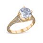 Angelina 18K Yellow Gold Pave and Filigree Engagement Ring