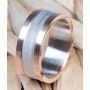 Platinum and Rose Gold Men's Wedding Band with a Texture Finish