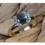 Handmade 14K Yellow Gold & Platinum Emerald Cut Solitaire Ring