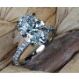 Handmade Platinum Ring with Oval Center and Diamond Accents