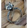 Handmade Platinum Ring with Oval Center and Diamond Accents