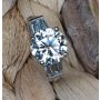 Custom Platinum Mounting with Round Diamond and Baguette Side Stones
