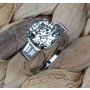 Custom Platinum Mounting with Round Diamond and Baguette Side Stones