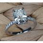 Platinum Handmade Ring with Cushion Center and Diamond Accents