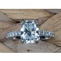 Platinum Handmade Ring with Cushion Center and Diamond Accents