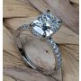 Platinum Handmade Ring with Cushion Center and Diamond Accents