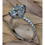 Platinum Handmade Ring with Cushion Center and Diamond Accents