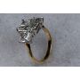 Custom 18K and Platinum Handmade Three Stone Ring