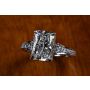 Handmade Platinum Ring with Radiant Center and Hidden Halo