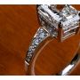 Handmade Platinum Ring with Radiant Center and Hidden Halo