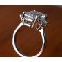 Handmade Platinum Elongated Cushion Cut Three Stone Ring