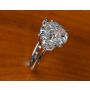 Handmade Platinum Elongated Cushion Cut Three Stone Ring