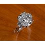 Handmade Platinum Elongated Cushion Cut Three Stone Ring