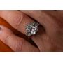 Handmade Platinum Elongated Cushion Cut Three Stone Ring