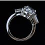 Handmade Oval and Tapered Baguette Three-Stone Ring