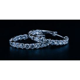 2.10CTW INSIDE-OUTSIDE DIAMOND HINGED HOOP EARRINGS