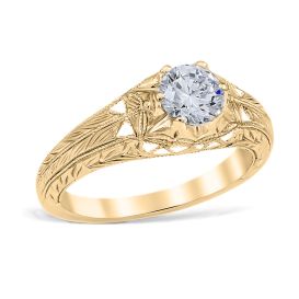 Sweeping Lace 18K Yellow Gold Engagement Ring