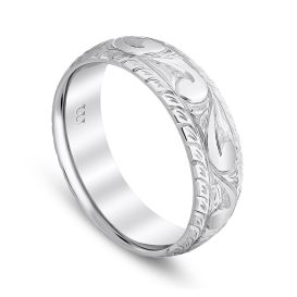 Cut Corner Western Style Men's Band Platinum