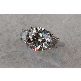 Custom Platinum Handmade Three Stone Ring