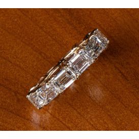 18K Yellow Gold Emerald Diamond Eternity Band 